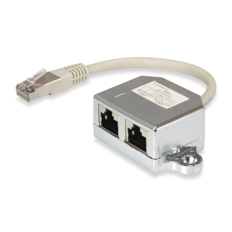 2-Port Splitter Cat5e RJ45-2xRJ45 FTP St/Bu 0.15m