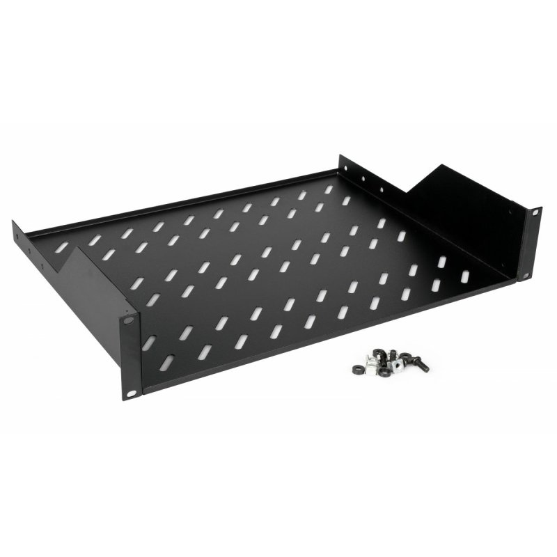 19" Fachboden fest für Serverschränke 80cm 2U schwarz