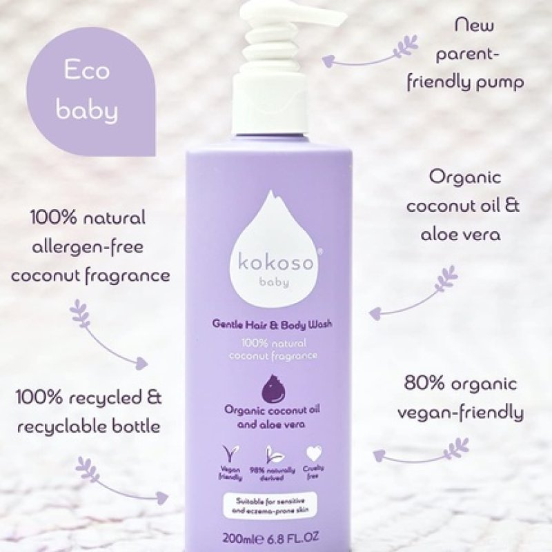 Kokoso Hair and Body Wash with Pump Dispenser Natural Coconut