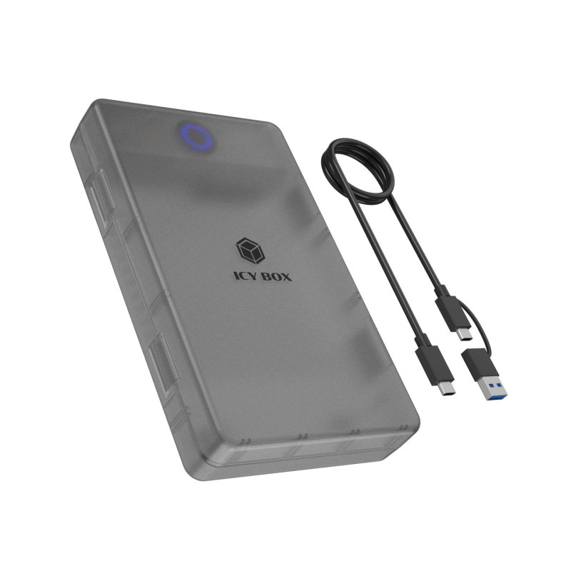 ICY BOX Externes Gehäuse für 2,5"/3,5" SATA HDD /SSD, Host USB 3.2 Gen 1 bis 5 Gbps Type-C/-A