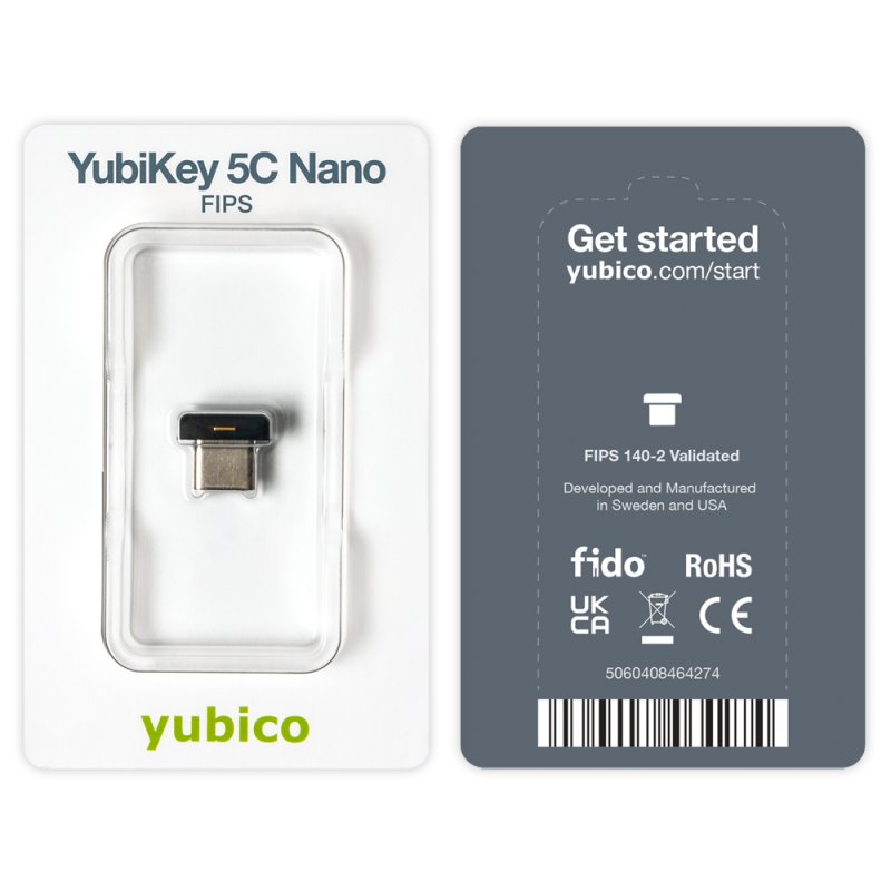 Yubico Clé de sécurité 5060408464274 / YubiKey 5C Nano FIPS S Noir