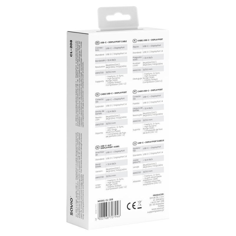 Savio CL-208 USB cable USB 3.2 Gen 1 (3.1 Gen 1) 2 m USB C Black, Grey