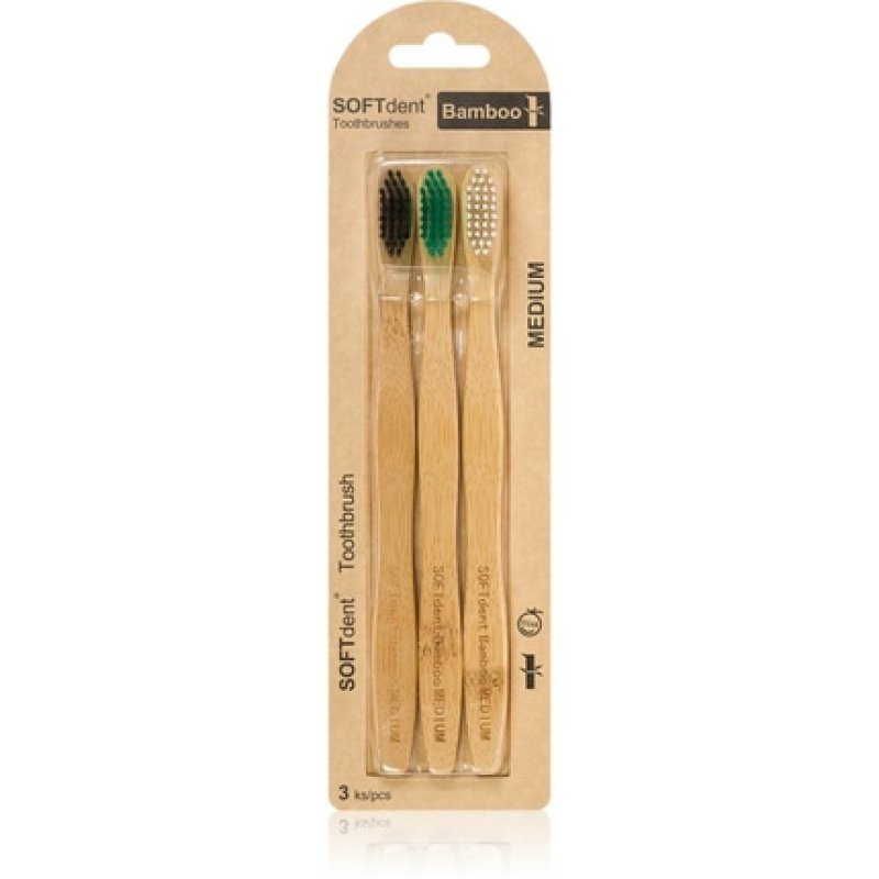 Softdent Bamboo Medium Toothbrush 3 Pack