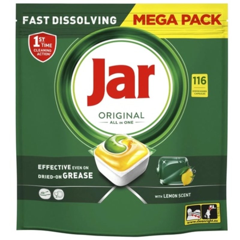 Jar Platinum Original All In One Lemon Dishwasher Capsules 116 Pieces
