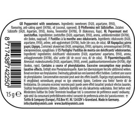 Barkleys Cinnamon Breath Mini Mints Strong Cinnamon Flavor Cool Mint Candy 15g