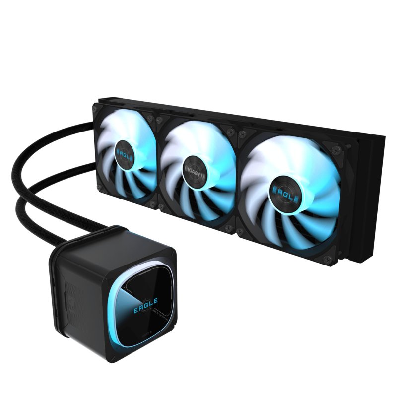 GIGABYTE EAGLE 360 Liquid CPU Cooler - 3x120mm ARGB Fans, full-color LCD, DAISY-CHAIN, Intel LGA 1851 and AMD AM5