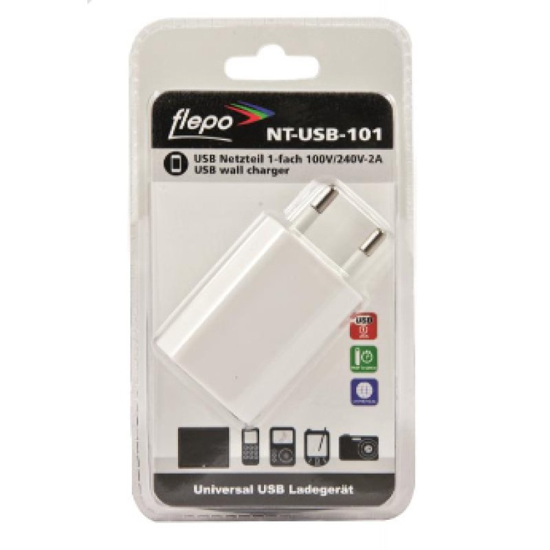 Flepo NT-USB-101 mobile device charger Smartphone, Tablet White AC Indoor