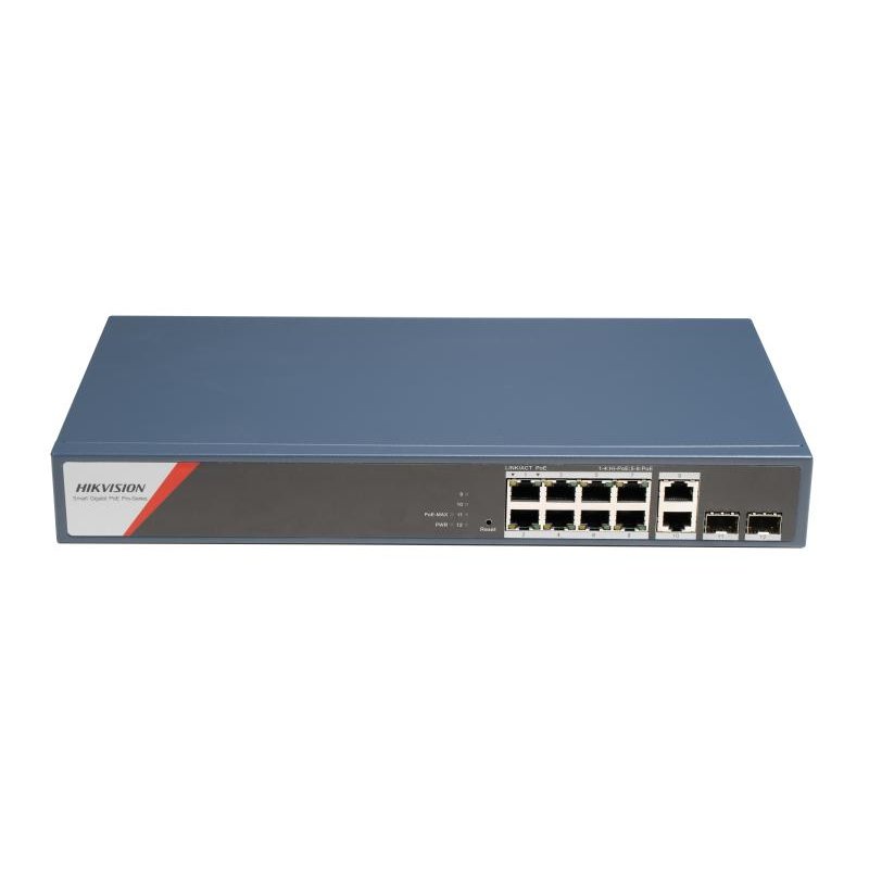 Hikvision DS-3E1512HP-SI-8P2T2F commutateur réseau Géré Gigabit Ethernet (10/100/1000) Connexion Ethernet,