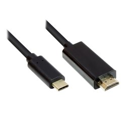 Alcasa GC-M0102 câble vidéo et adaptateur 3 m HDMI Type A (Standard) USB Type-C Noir