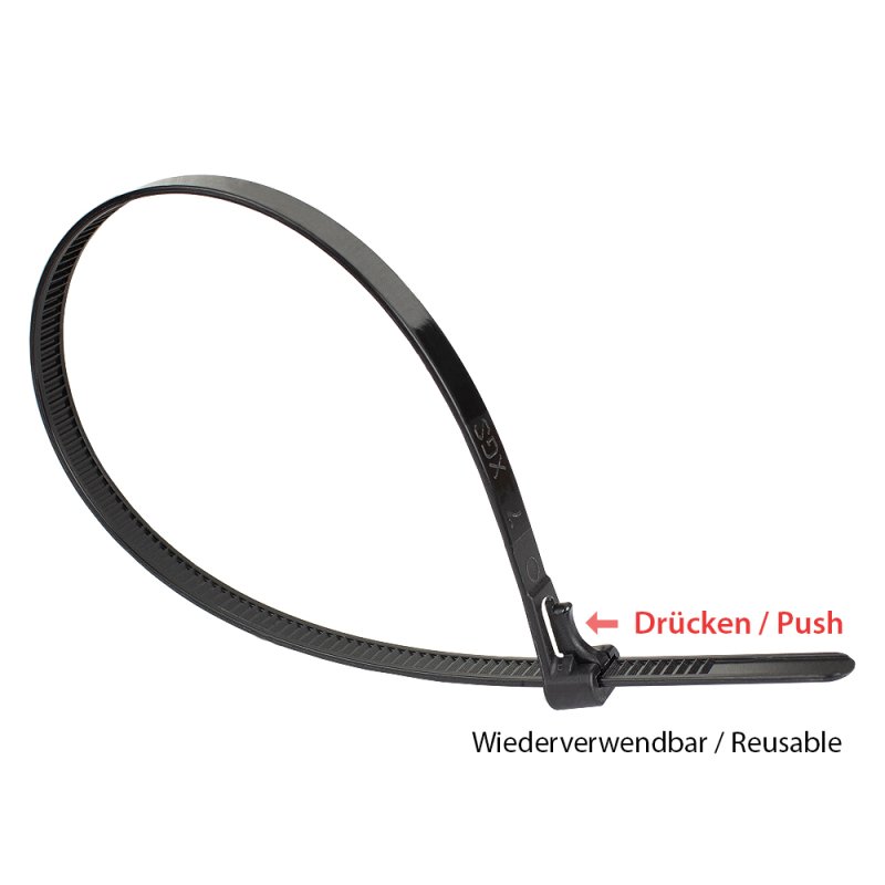 Alcasa KAB-R45S74 cable tie Releasable cable tie Nylon Black 100 pc(s)