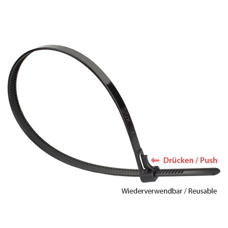 Alcasa KAB-R45S74 cable tie Releasable cable tie Nylon Black 100 pc(s)