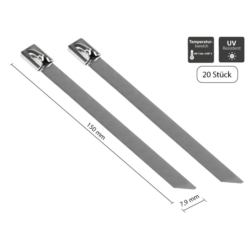 Alcasa KAB-E15X79 serre-câbles Acier inoxydable Noir 20 pièce(s)