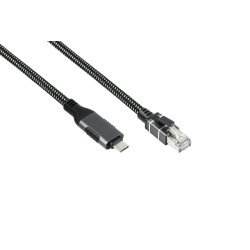 Alcasa Ethernet cable USB-C™ plug to RJ45 plug, textile sheath, anthracite, 1 m, Good Connections