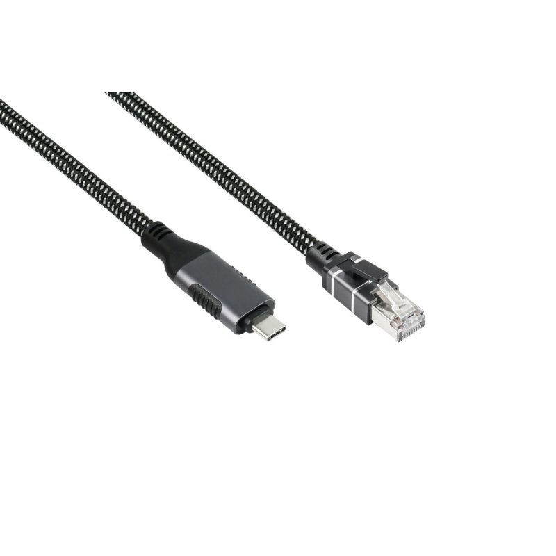 Alcasa Ethernet cable USB-C™ plug to RJ45 plug, textile sheath, anthracite, 3 m, Good Connections