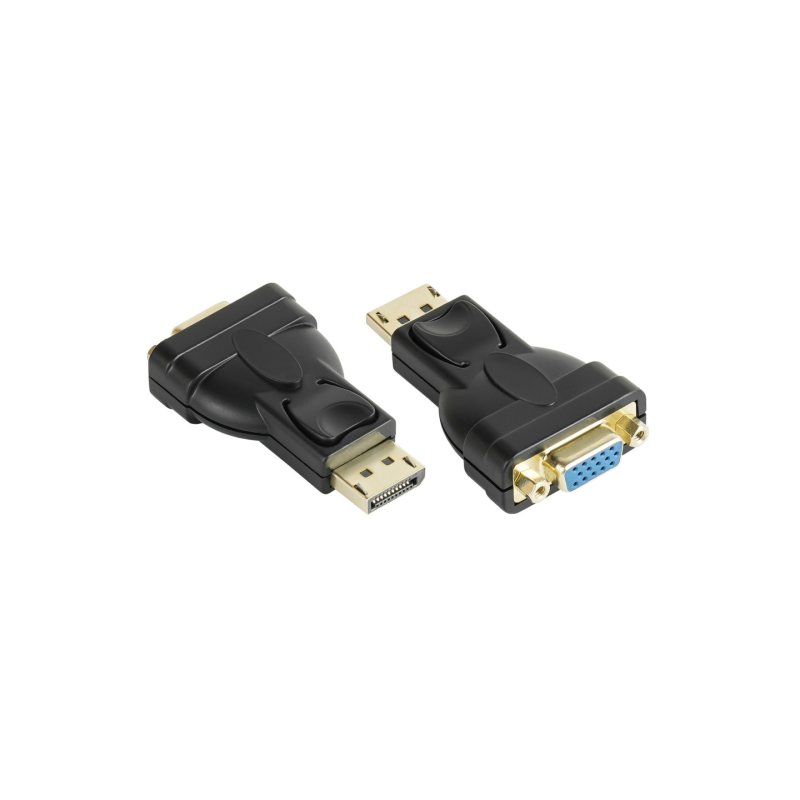 Alcasa DP-AD12 changeur de genre de câble DisplayPort VGA (D-Sub) Noir