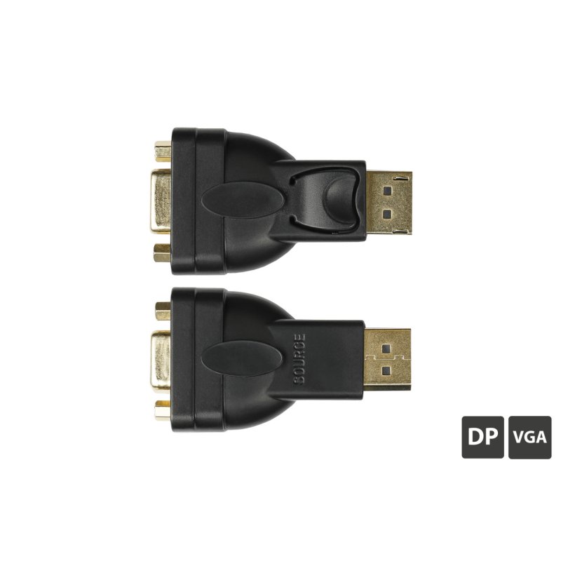 Alcasa DP-AD12 changeur de genre de câble DisplayPort VGA (D-Sub) Noir