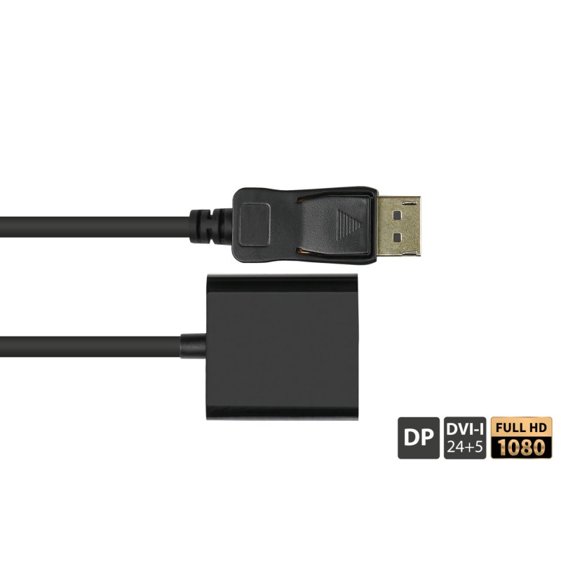Alcasa DP-AD10 câble vidéo et adaptateur 0,2 m DisplayPort DVI-I Noir