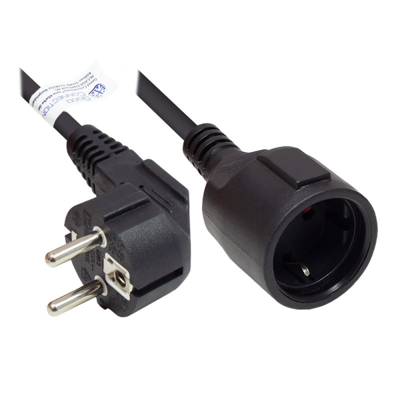 Alcasa P0102-S020 power extension 2 m 1 AC outlet(s) Indoor Black