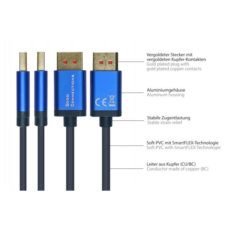 Good Connections Kabel SmartFLEX DP1.4 blau 5m