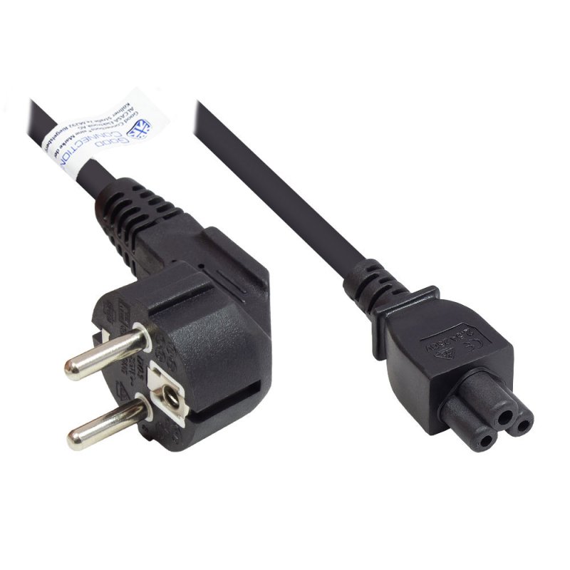 Alcasa P0105-S030 câble électrique Noir 3 m Prise d'alimentation type E F Coupleur C5