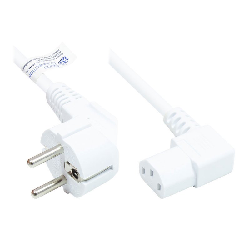 Alcasa P0131-W050 câble électrique Blanc 5 m Prise d'alimentation type E F Coupleur C13