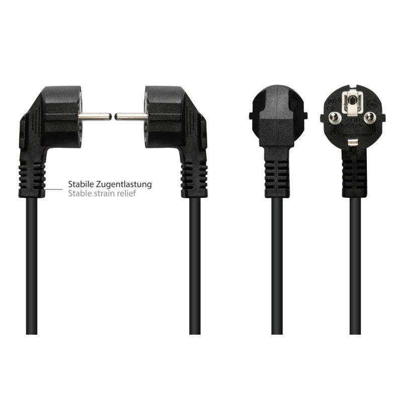 Alcasa P0150-S050 câble électrique Noir 5 m Prise d'alimentation type E F Coupleur C15