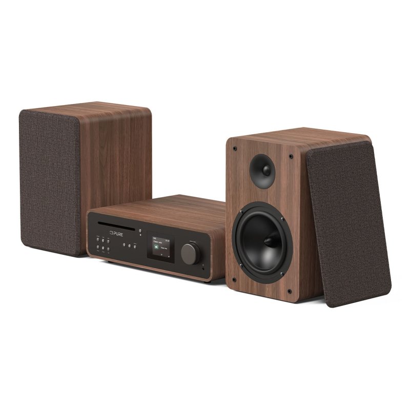 Pure Micro HiFi Classic Stereo Système micro audio domestique 50 W Noir, Noyer