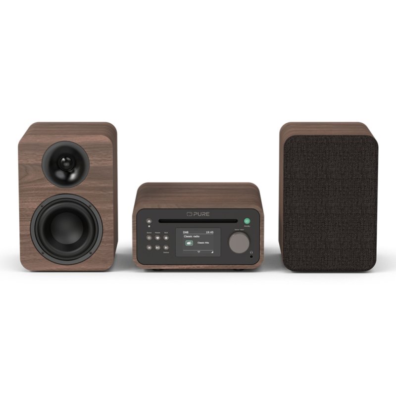 Pure Classic Stereo Mini Home audio micro system 40 W Brown, Walnut