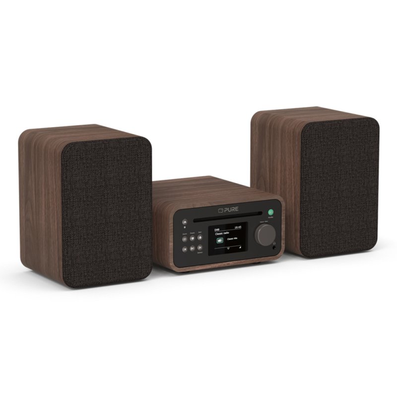 Pure Classic Stereo Mini Stereoanlage DAB /FM, Bluetooth, CD, USB braun/Walnuss