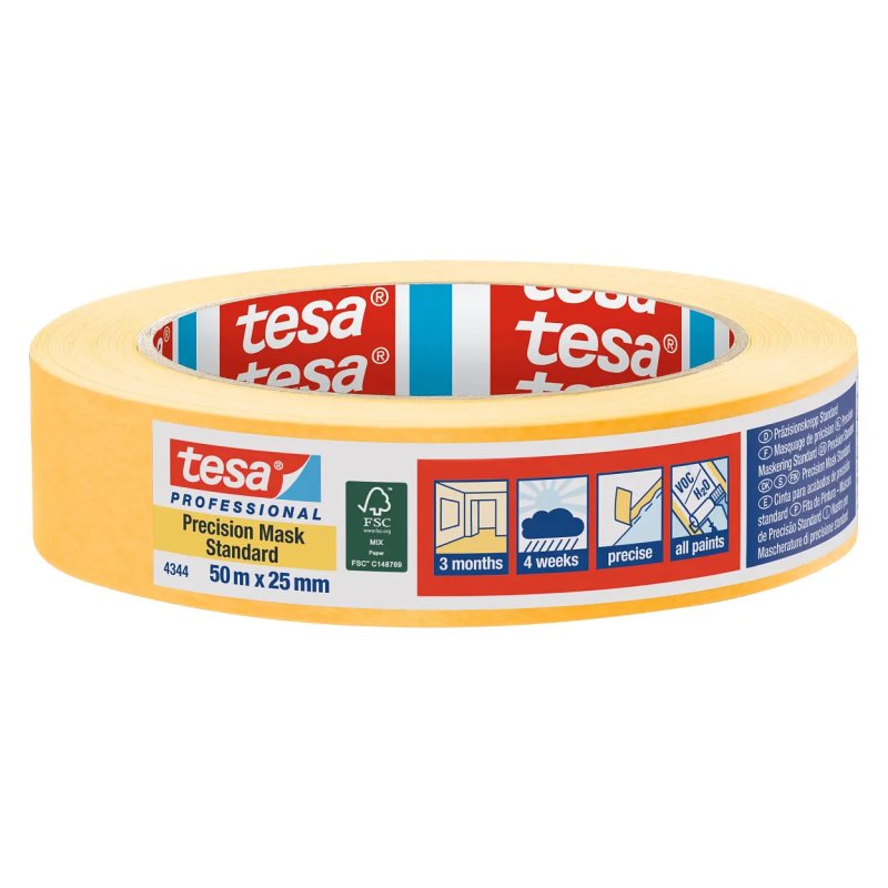 TESA 4344 Precision Mask Standard 50 m Painters masking tape Suitable for indoor use Paper Orange