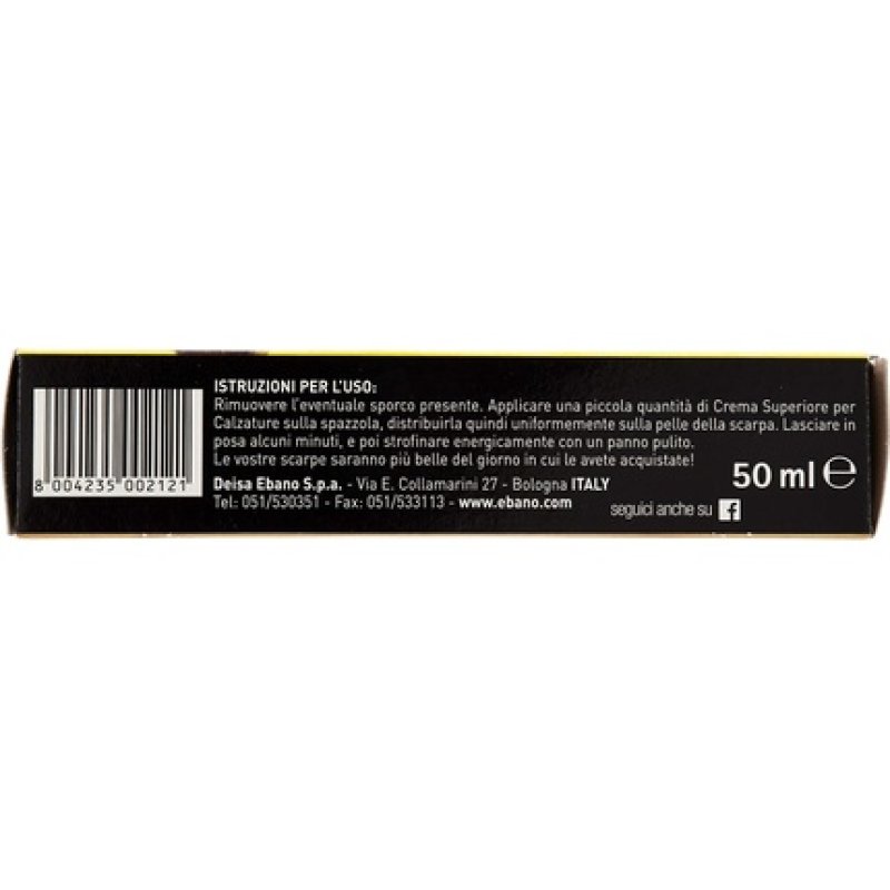 Calzanetto Top Cream for Footwear with Carnauba Wax and Almond Oil 50ml Black