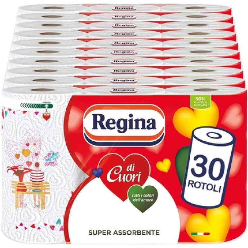 Regina Di Cuori Kitchen Paper, 30 Rolls, 30 Pieces, 1 Pack