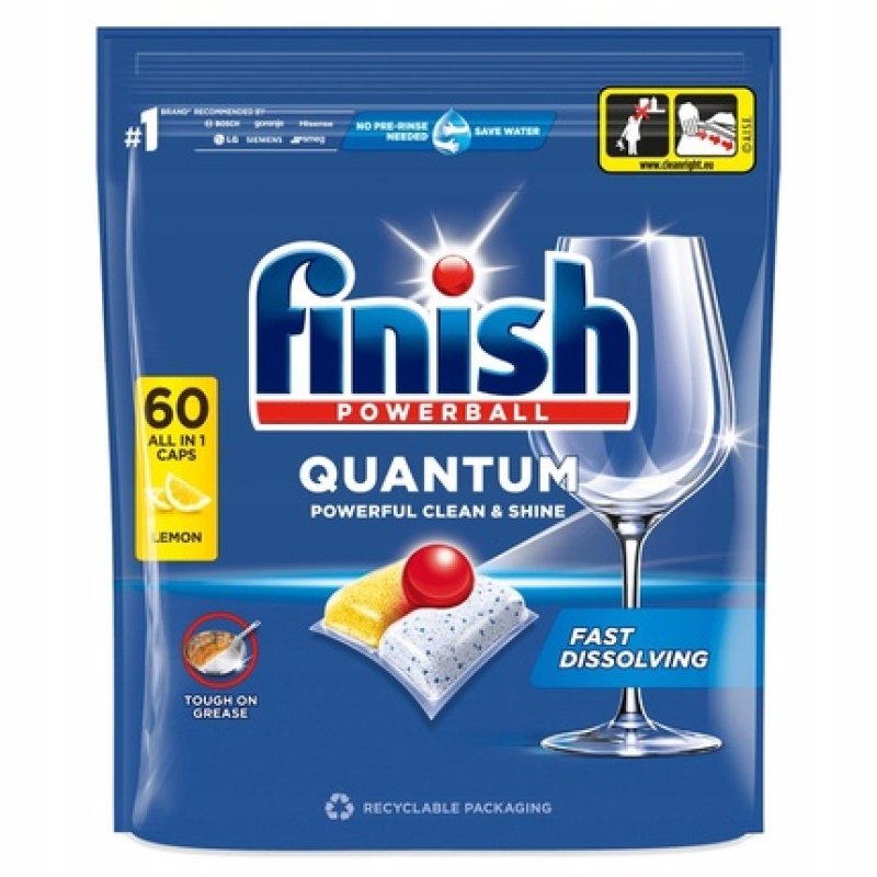 Finish Quantum All In 1 Lemon Dishwasher Capsules 60 Pieces