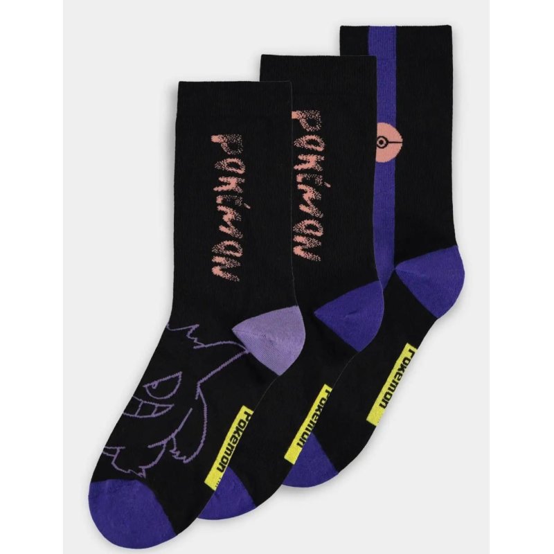POKEMON - Ectoplasma - Pack de 3 paires de chaussettes (T39-42)