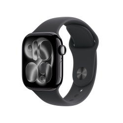 Apple Watch Series 11 GPS Cellular 42mm Jet Black Aluminium Case with Black Sport Band - S/M