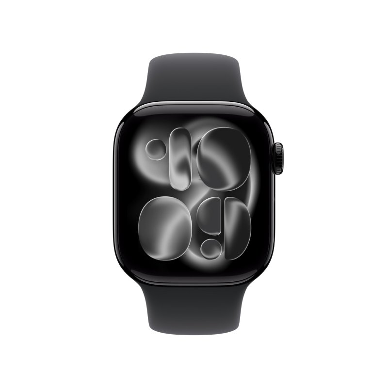 Apple Watch Series 11 GPS Cellular 42mm Jet Black Aluminium Case with Black Sport Band - S/M