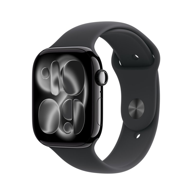Apple Watch Series 11 GPS Cellular 46mm Jet Black Aluminium Case with Black Sport Band - M/L