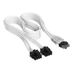 Corsair Elite Premium Individually Sleeved, 2x 8-Pin to PCIe 12V-2x6 600W Cable, Type 4 - White