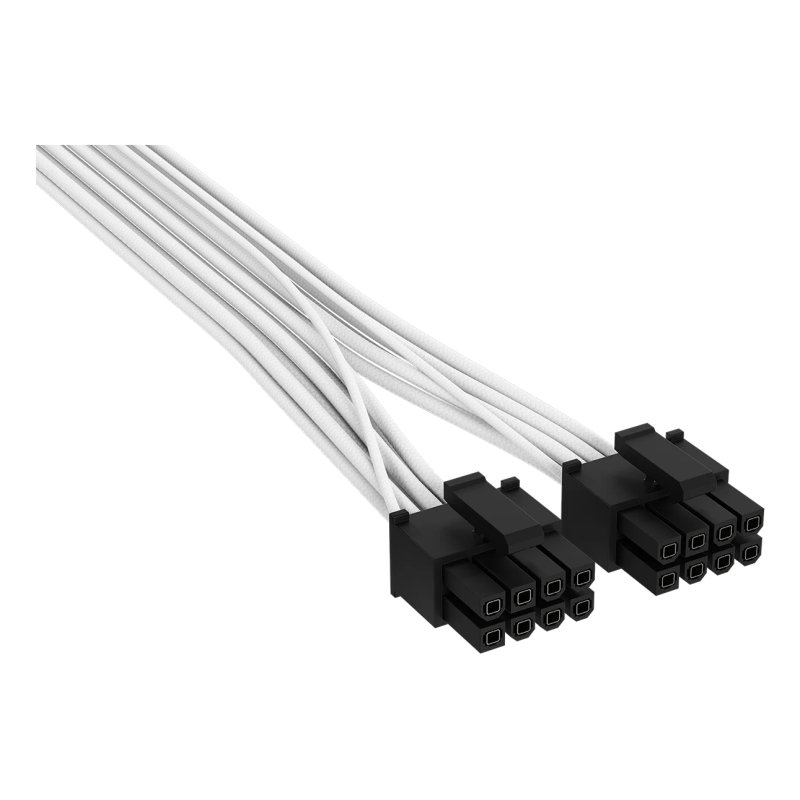 Corsair Elite Premium Individually Sleeved, 2x 8-Pin to PCIe 12V-2x6 600W Cable, Type 4 - White