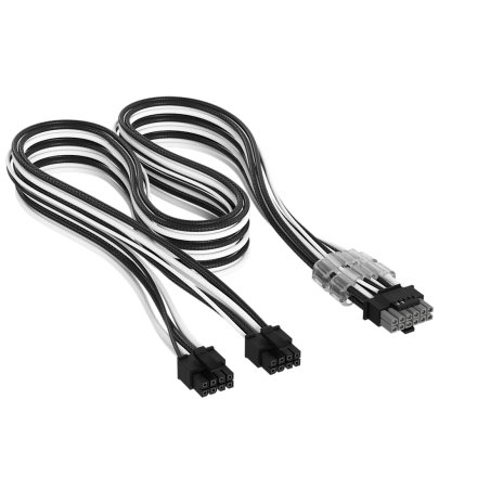 Corsair Premium Sleeved 2x 8-Pin zu 12V-2x6-Kabel, für Typ-5-Netzteil - schwarz/weiß