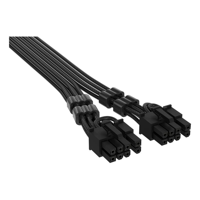 Corsair Premium Sleeved 12V-2x6 zu 2x 6 2-Pin-PCIe-Kabel, Universal - schwarz