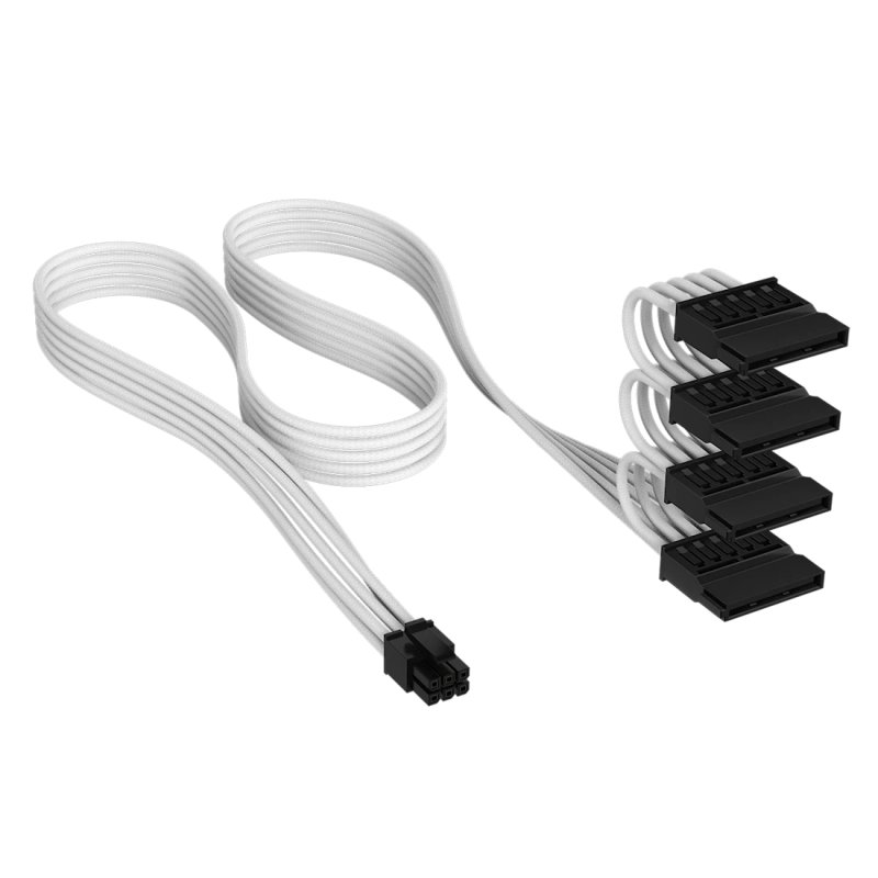 Corsair Premium Sleeved 4x SATA-Stromkabel, für Typ-5-Netzteil - weiß