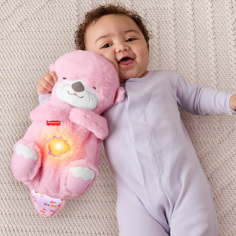 Fisher-Price Soothe 'n Snuggle Otter, Pink Plush Baby Toy, Sound Machine with Breathing Motion