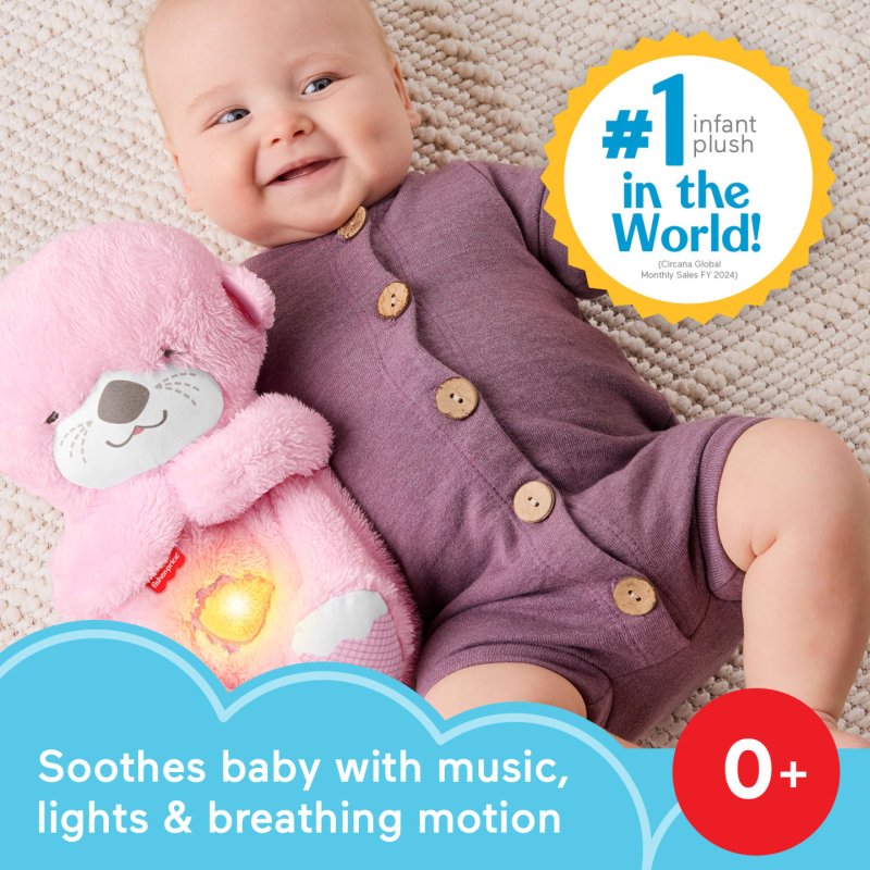 Fisher-Price Soothe 'n Snuggle Otter, Pink Plush Baby Toy, Sound Machine with Breathing Motion