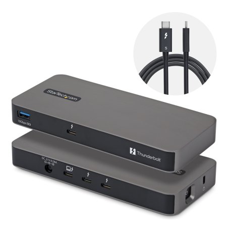 StarTech.com 4-Port Thunderbolt 5 Hub with Thunderbolt Share KVM, 80/120Gbps, 8K Multi-Display, 140W PD, USB-A 10Gbps,