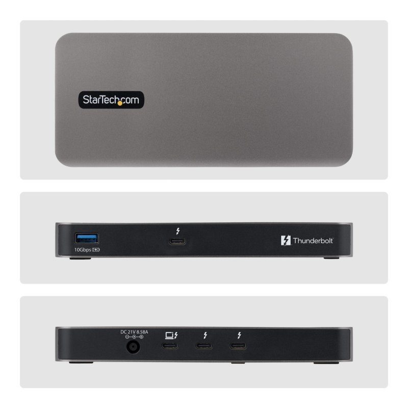 StarTech.com 4-Port Thunderbolt 5 Hub with Thunderbolt Share KVM, 80/120Gbps, 8K Multi-Display, 140W PD, USB-A 10Gbps,