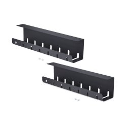 StarTech.com 2-Pack Under Desk Cable Management Tray, 42" Long (21" Per Tray), Metal Slotted Style Cable Organizer,