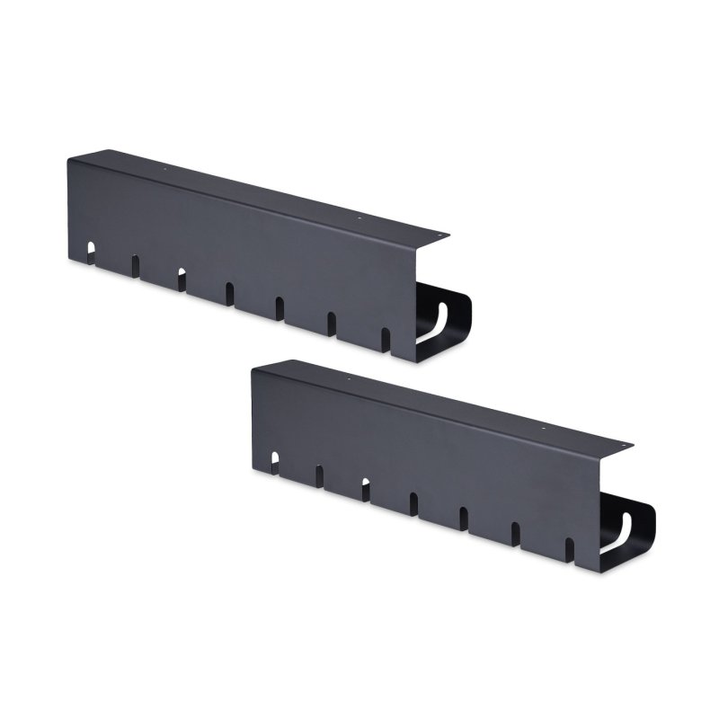 StarTech.com 2-Pack Under Desk Cable Management Tray, 42" Long (21" Per Tray), Metal Slotted Style Cable Organizer,