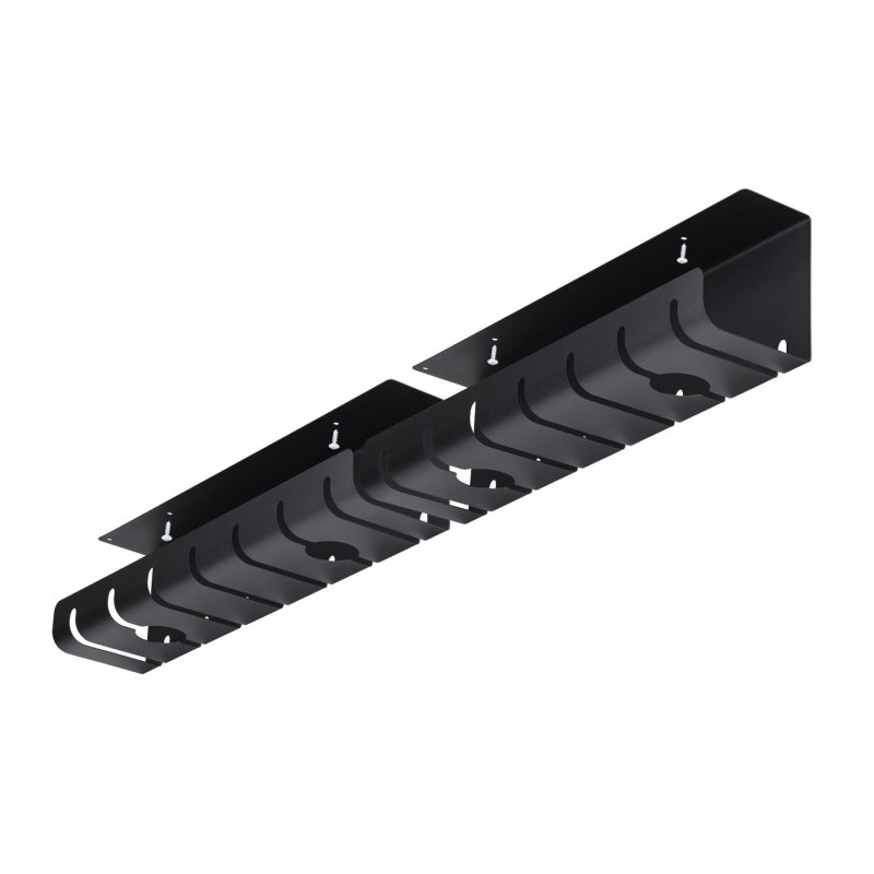 StarTech.com 2-Pack Under Desk Cable Management Tray, 42" Long (21" Per Tray), Metal Slotted Style Cable Organizer,