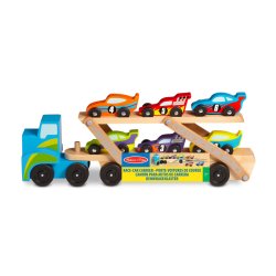 Melissa & Doug - Wooden Vehicles Car Carrier Mega Race Car (806254)